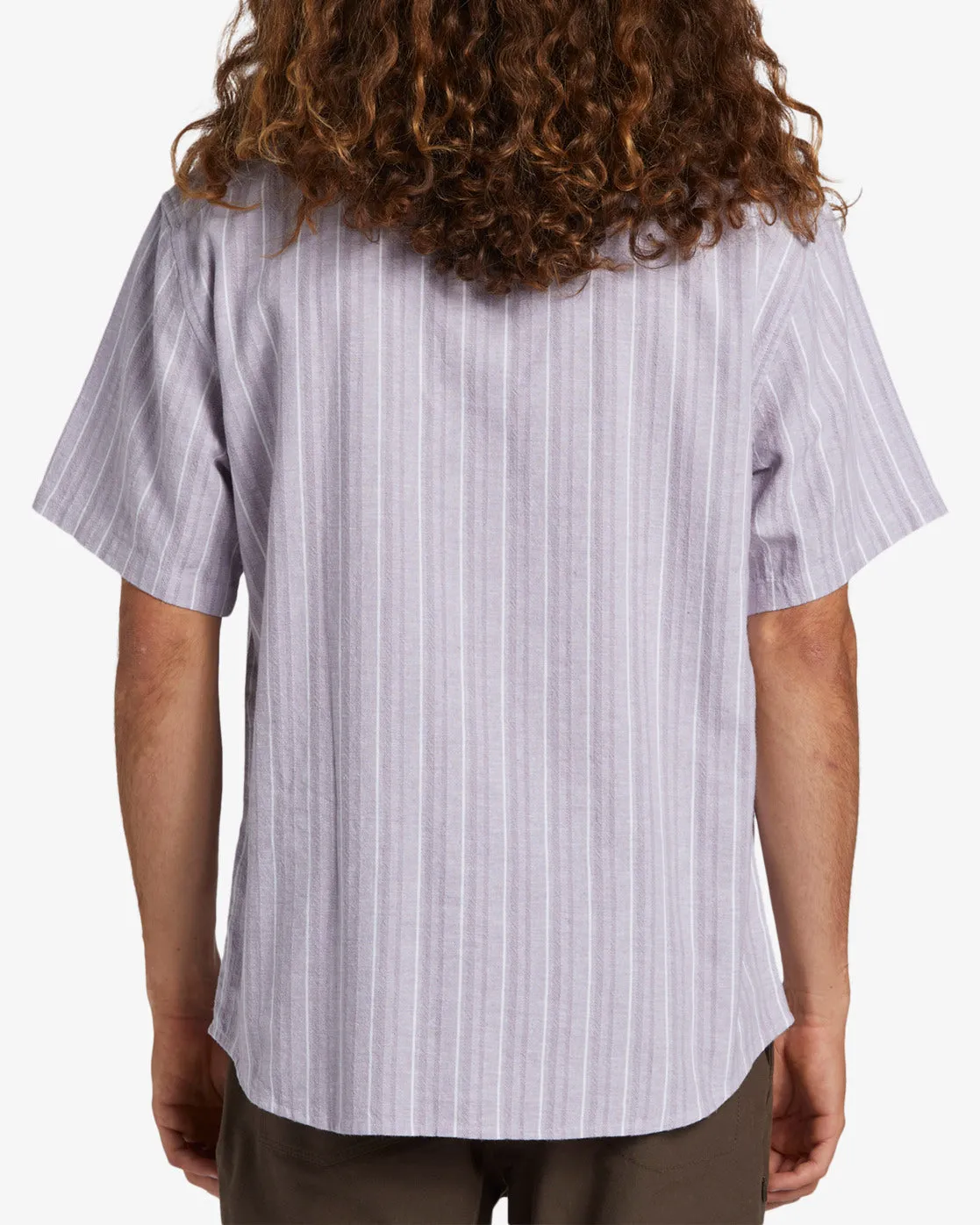 All Day Stripe Short Sleeve Woven Shirt - Grey Violet