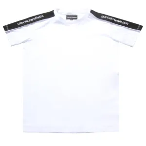 Armani Junior White Sleeve Logo T-shirt