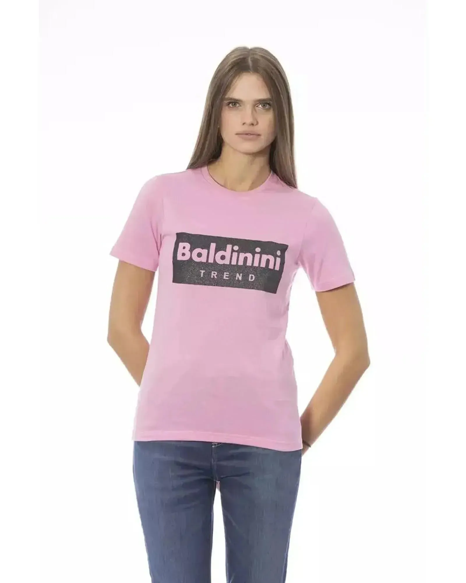 Baldinini Trend Women's Pink Cotton Tops & T-Shirt - M