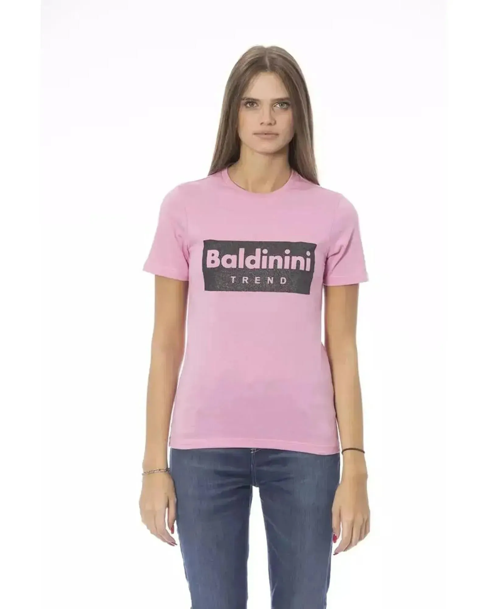 Baldinini Trend Women's Pink Cotton Tops & T-Shirt - M