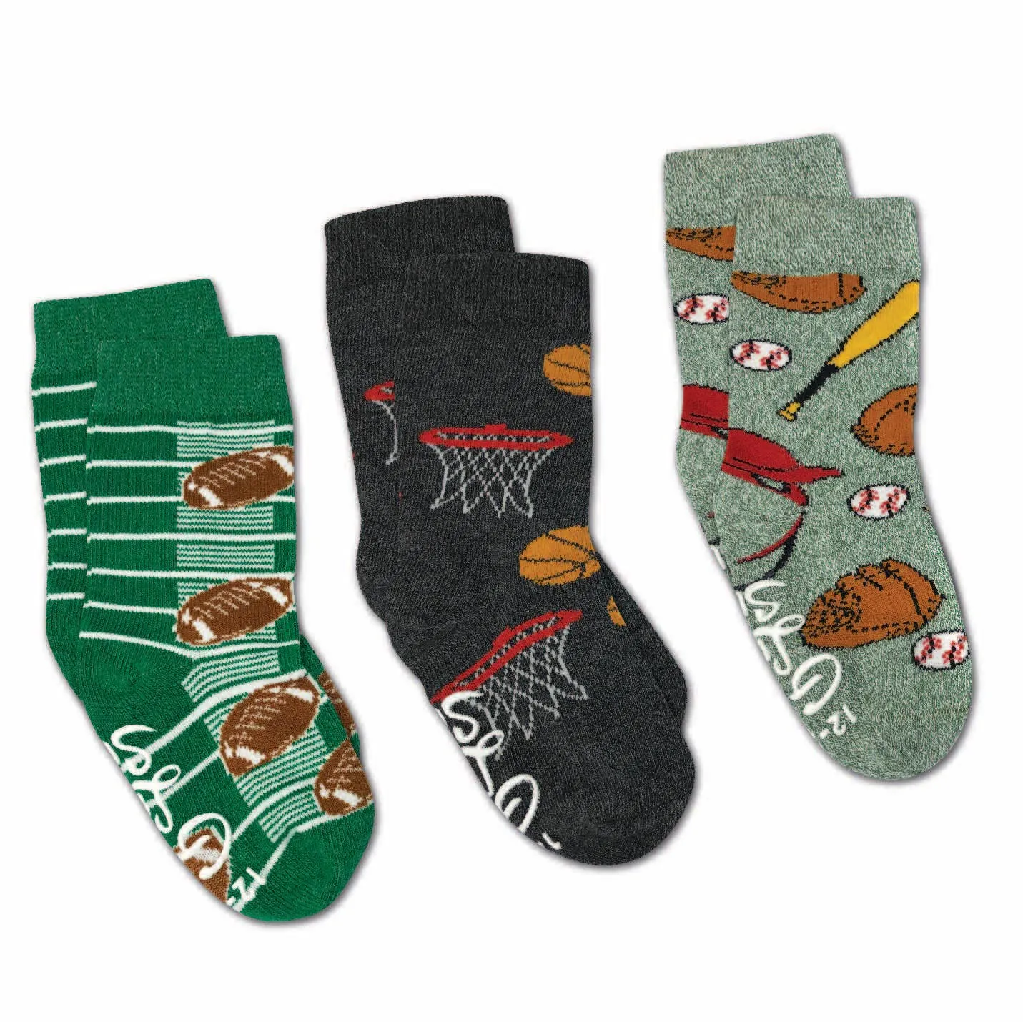 Baseball, Basketball And Football Kids Socks / 3-Pack