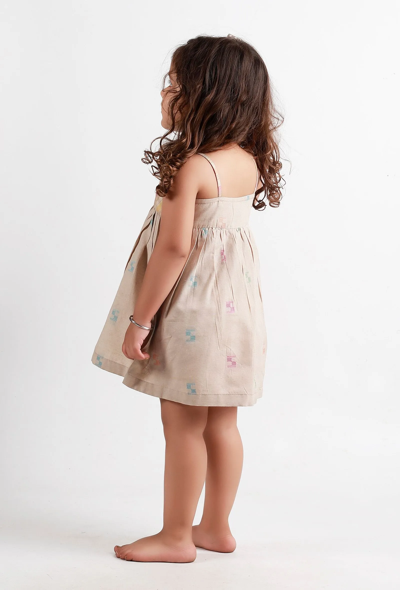 Beige Dobby Slip Dress