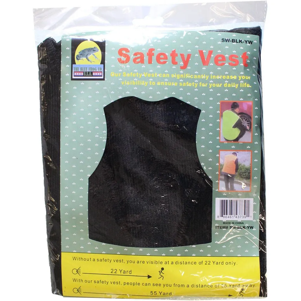 Black Mesh Safety Vest - Loop & Pile Fastener  - SW-BLK-YW