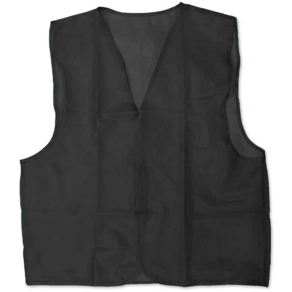 Black Mesh Safety Vest - Loop & Pile Fastener  - SW-BLK-YW