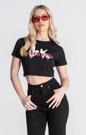 Black Winners Pain Cropped Tee