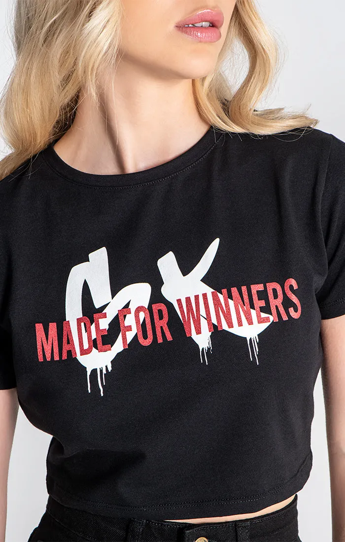 Black Winners Pain Cropped Tee