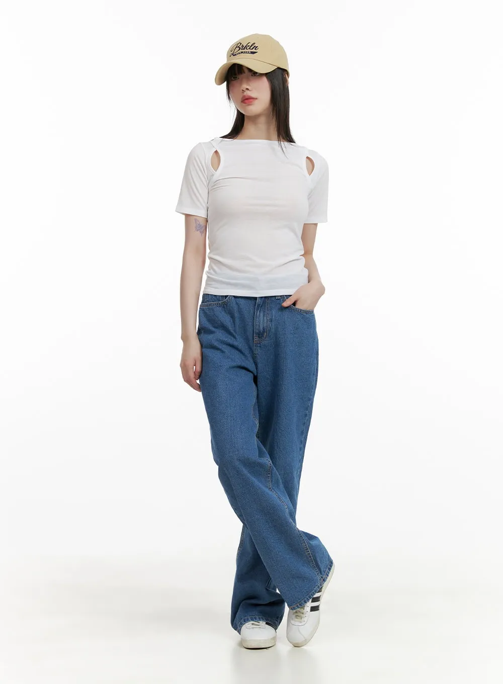 Blue Straight Leg Jeans CY428