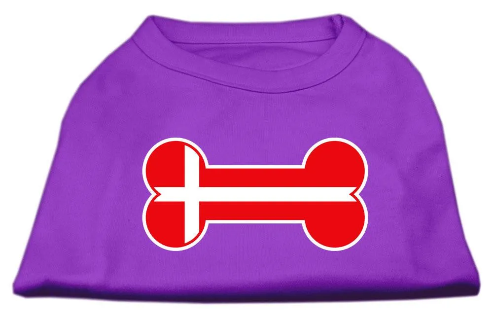 Bone Shaped Denmark Flag Screen Print Shirts Purple XL (16)