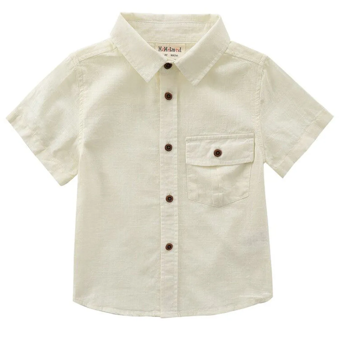 Boy Short Sleeve Fake Linen Design Shirts