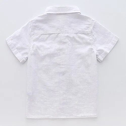 Boy Short Sleeve Fake Linen Design Shirts