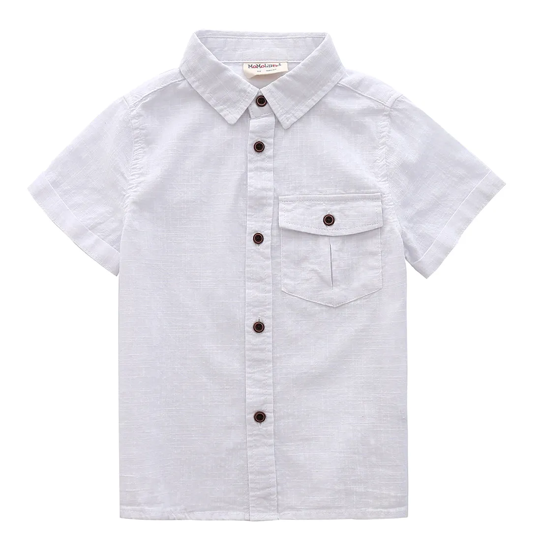 Boy Short Sleeve Fake Linen Design Shirts