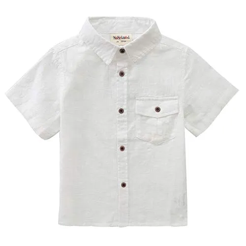 Boy Short Sleeve Fake Linen Design Shirts