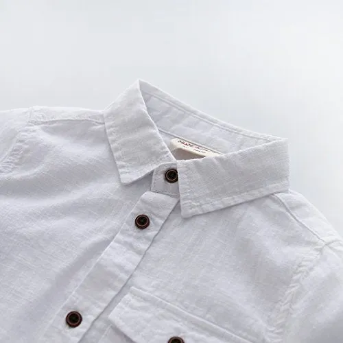 Boy Short Sleeve Fake Linen Design Shirts