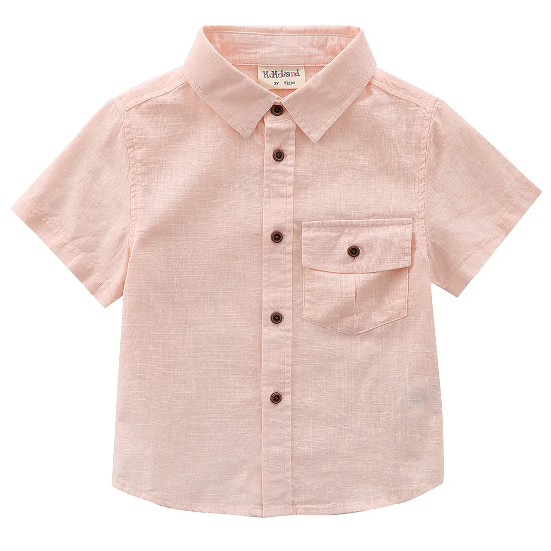 Boy Short Sleeve Fake Linen Design Shirts