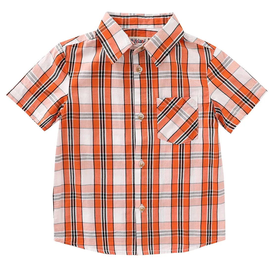 Boy Short Sleeve Woven Plaid Poplin Shirt