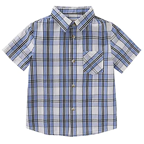 Boy Short Sleeve Woven Plaid Poplin Shirt