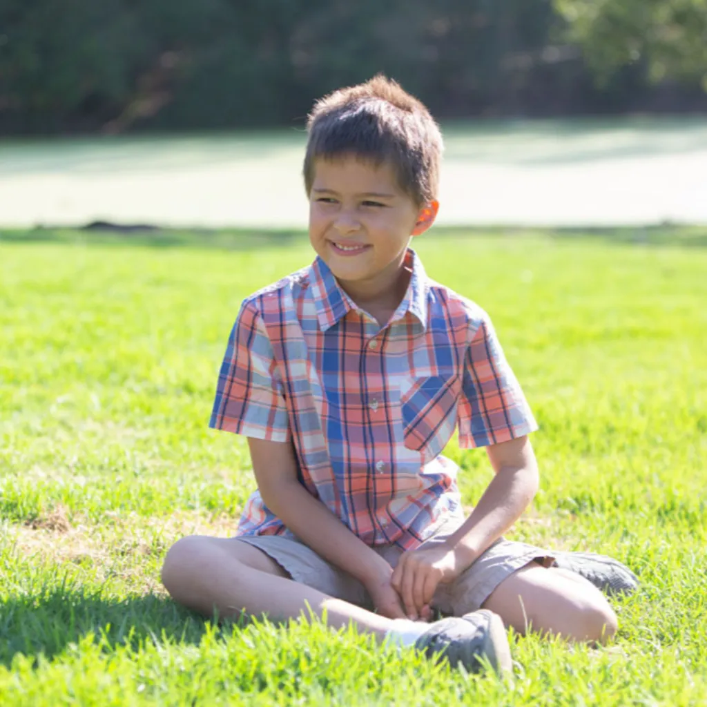 Boy Short Sleeve Woven Plaid Poplin Shirt