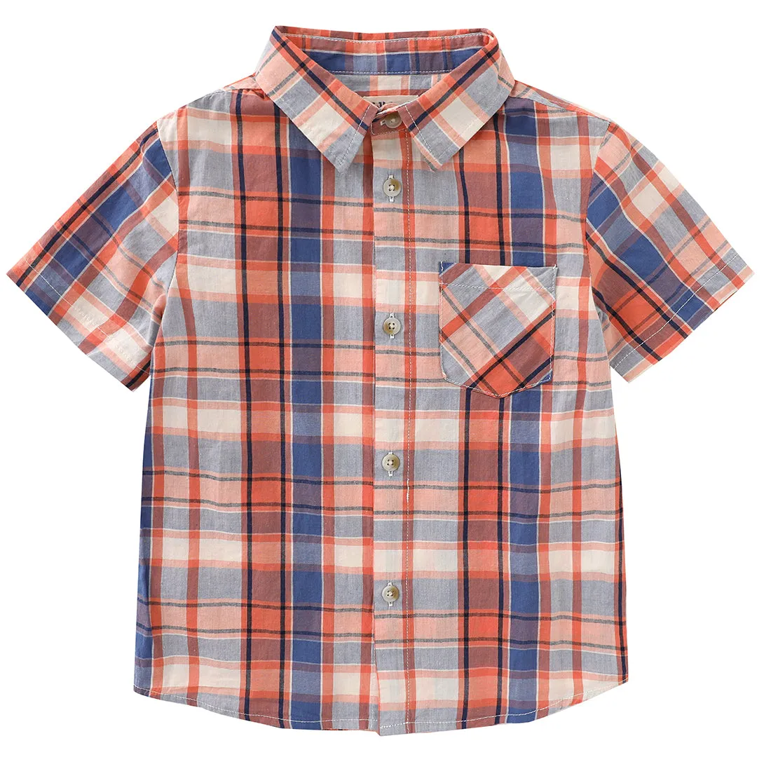 Boy Short Sleeve Woven Plaid Poplin Shirt