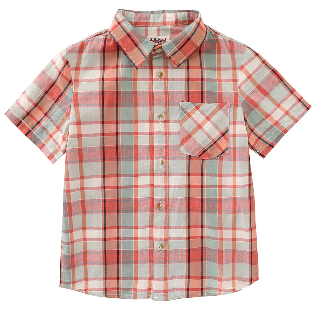 Boy Short Sleeve Woven Plaid Poplin Shirt