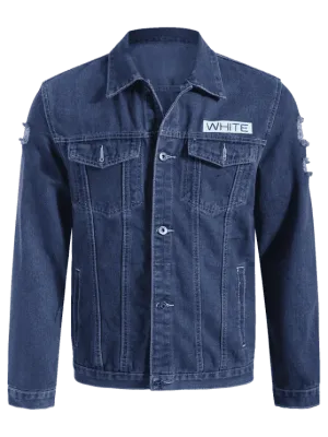 Cheap Graphic Ripped Denim Jacket