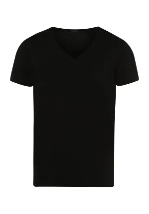 Cotton Superior Egyptian Cotton V-Neck Fitted T-Shirt | Black 73089-199