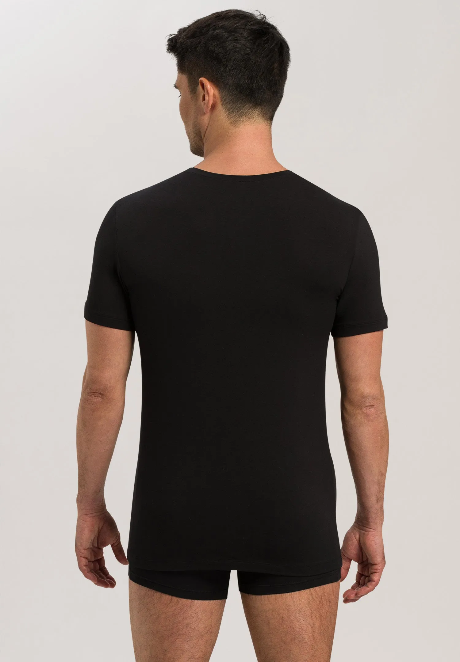 Cotton Superior Egyptian Cotton V-Neck Fitted T-Shirt | Black 73089-199