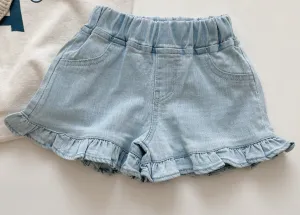 Denim Ruffle Shorts