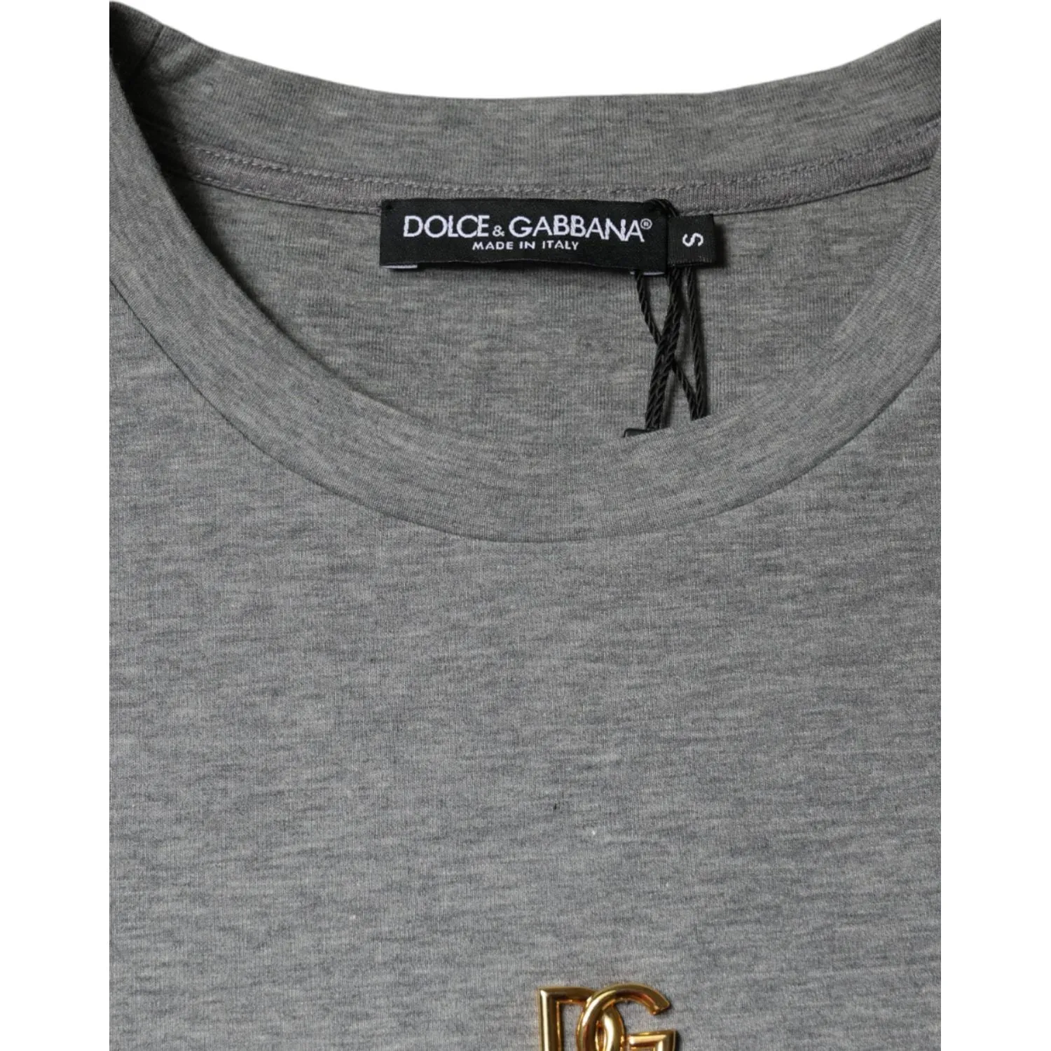 Dolce & Gabbana Gray Cotton Blend Embellished Tee T-shirt