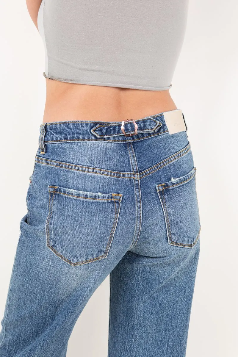 Dual Accent High Rise Straight Leg Jeans