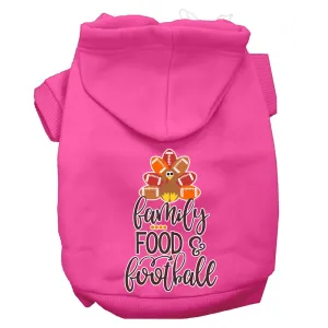 Family, Food, And Football Screen Print Dog Hoodie Bright Pink Xs