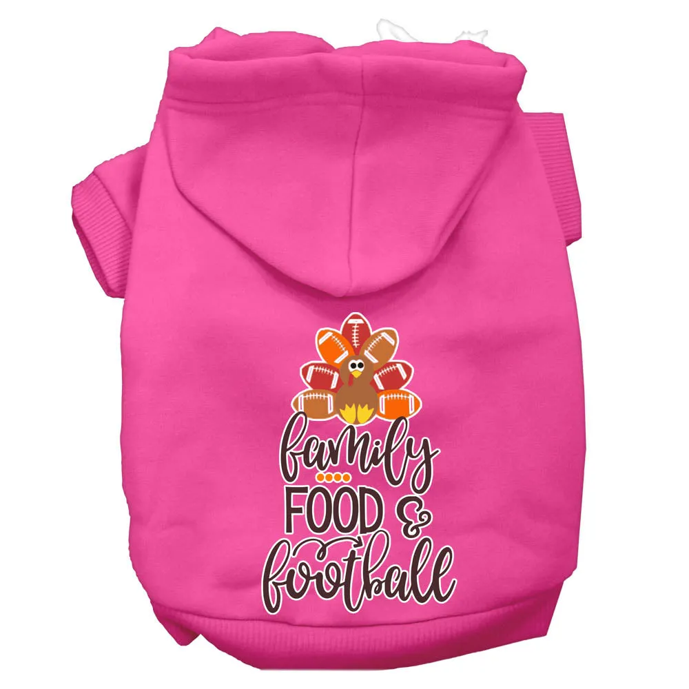 Family, Food, And Football Screen Print Dog Hoodie Bright Pink Xs