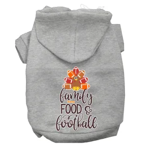 Family, Food, And Football Screen Print Dog Hoodie Grey Xl