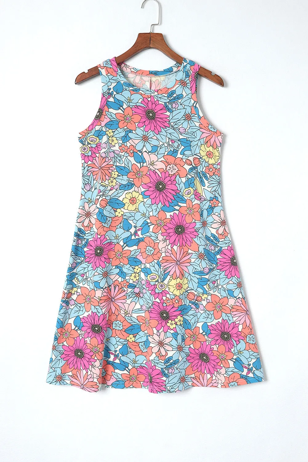 Floral Short Sleeveless Vacation Dress