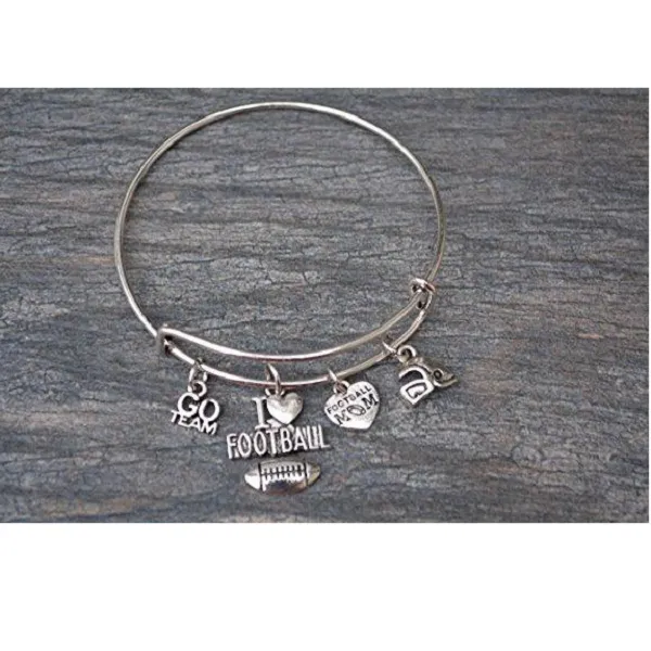 Football Mom Bangle Bracelet