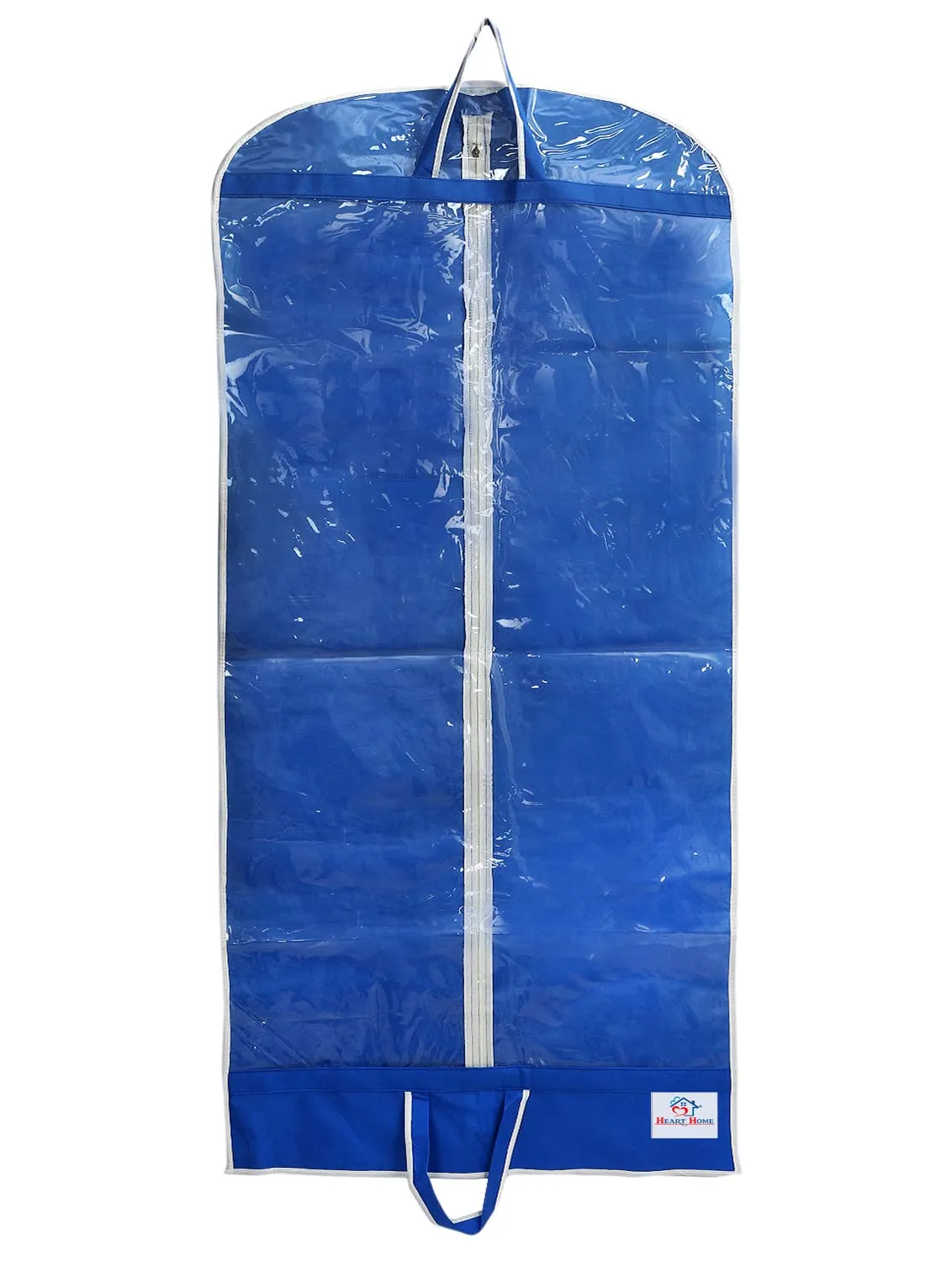 Heart Home Non Woven Foldable Long Tranasparent Garment Cover For for Sherwani, Coat, Kurti & More With Zipper (Blue)-47HH01263