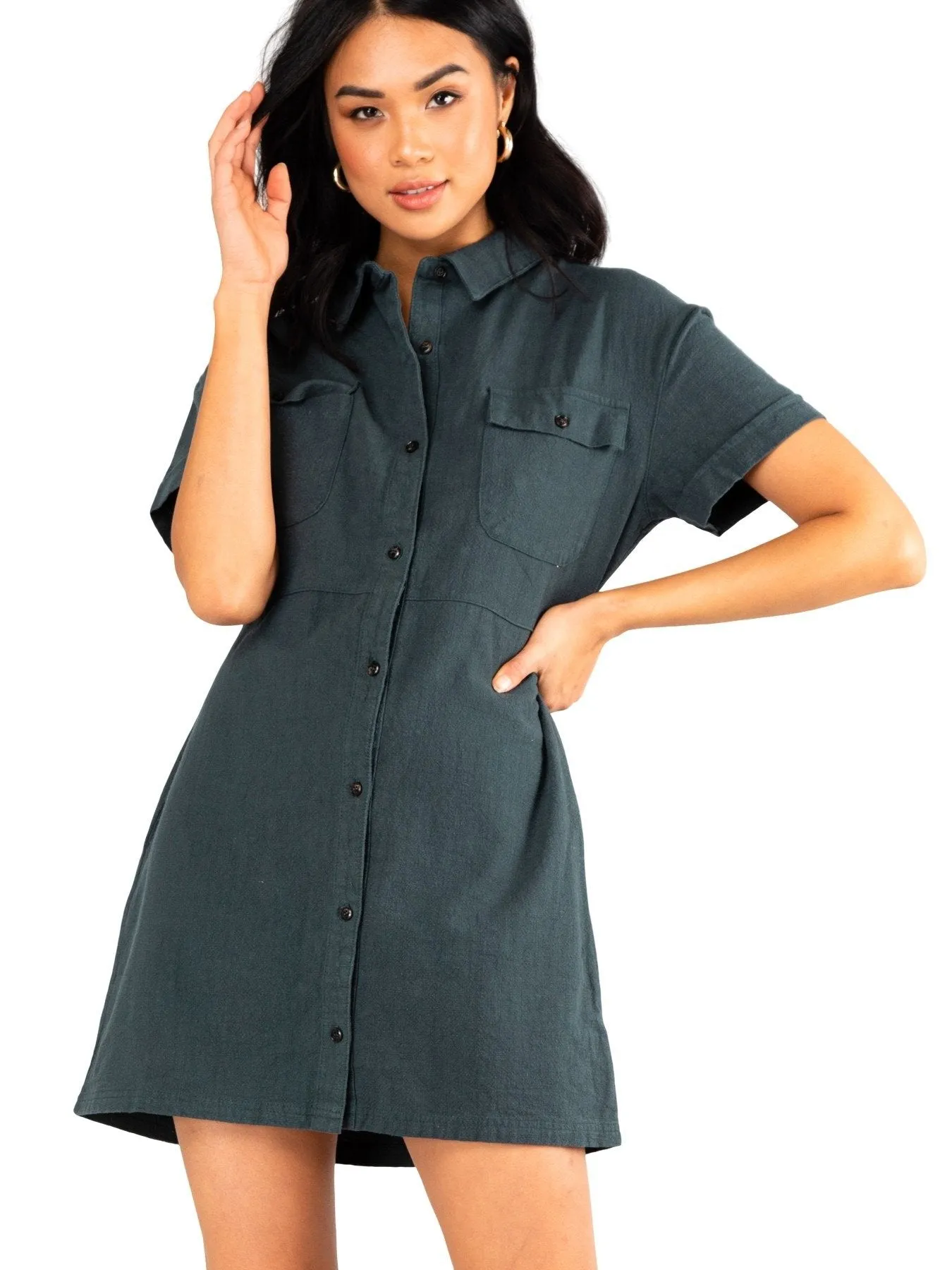 Heartbreaker Button Up Dress - Green Gables