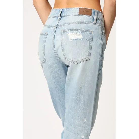 High Rise Classic Straight Leg Distressed Jeans