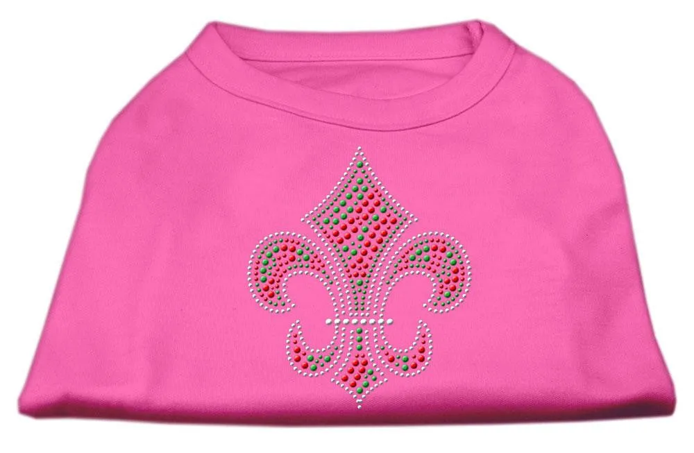 Holiday Fleur de lis Rhinestone Shirts Bright Pink XS (8)