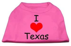 I Love Texas Screen Print Shirts Bright Pink XS (8)