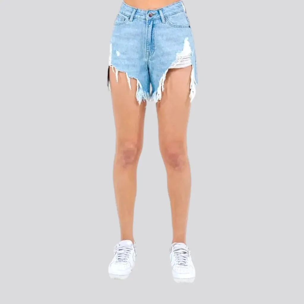 Light-wash straight denim shorts