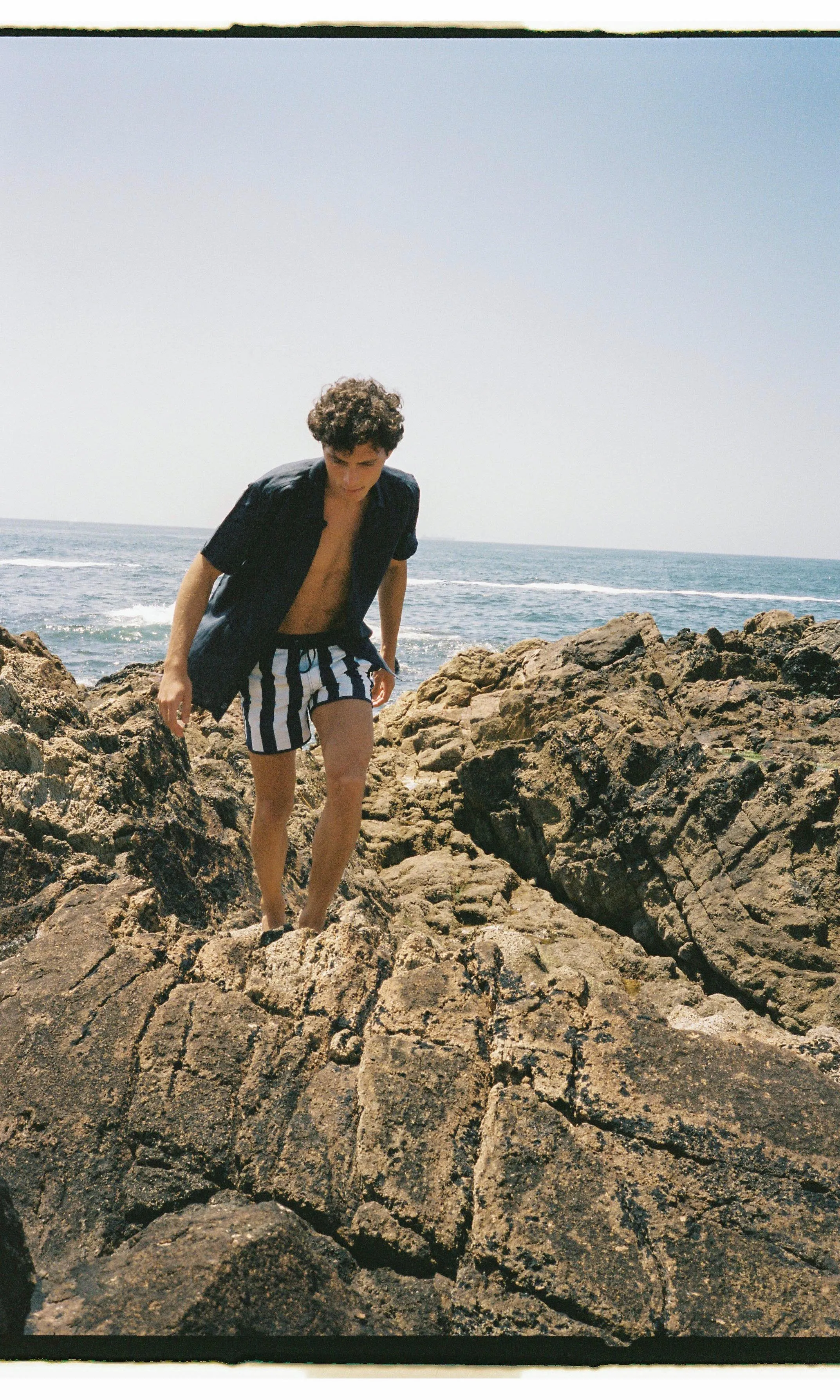 Linen Shirt Short Sleeve Navy