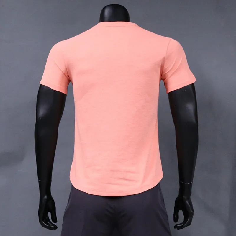 Men Running T-Shirts Clothes Gym Fitness Workout Jogging Short Sleeve Tops Quick Dry Breathable Wicking Rash Guard