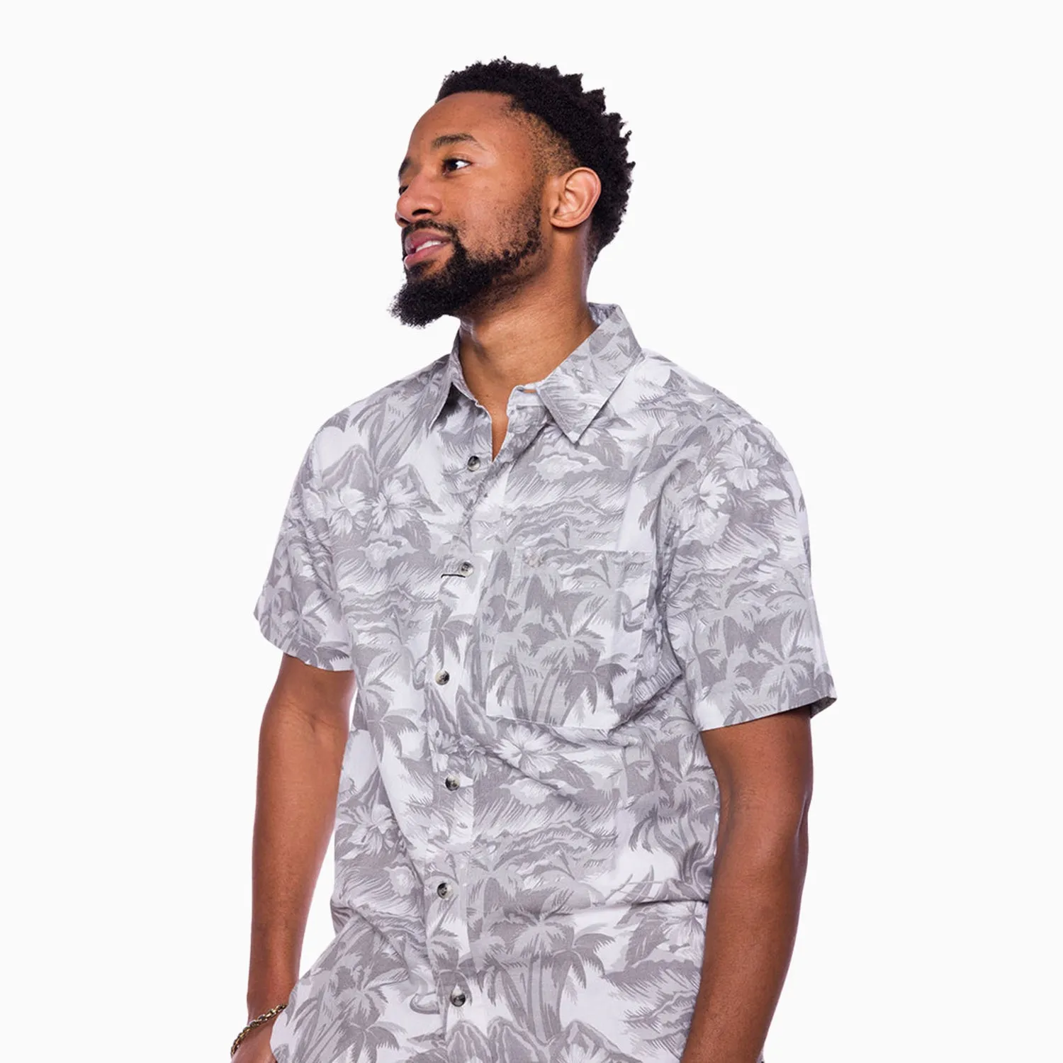 Men's Printed Linen Shirt And Shorts Outfit