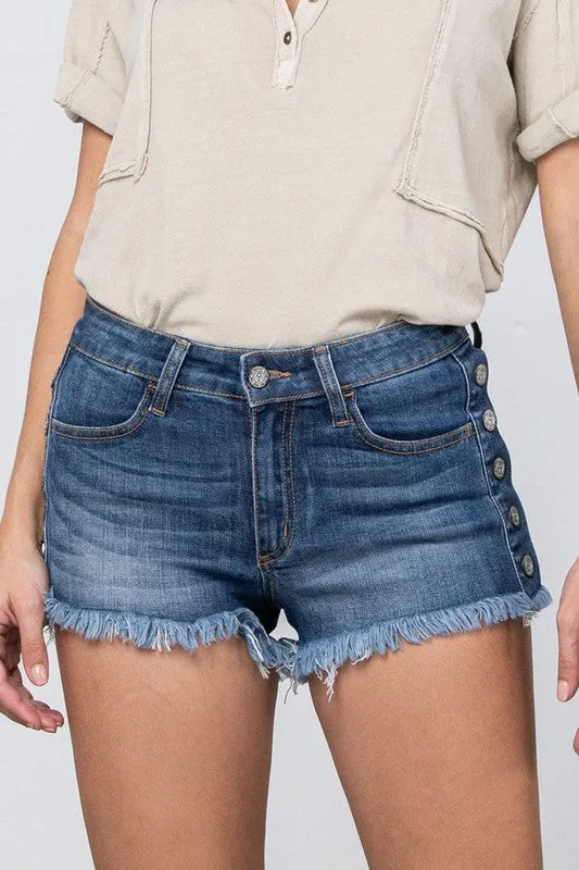 MID RISE SHORTS WITH SIDE SNAP BUTTONS