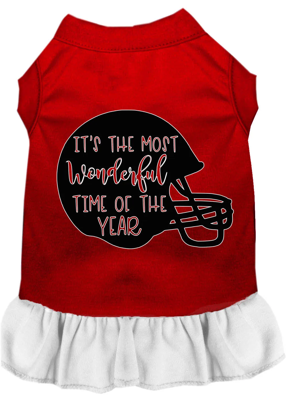 Most Wonderful Time Of The Year (football) Screen Print Dog Dress Red With White Xxxl