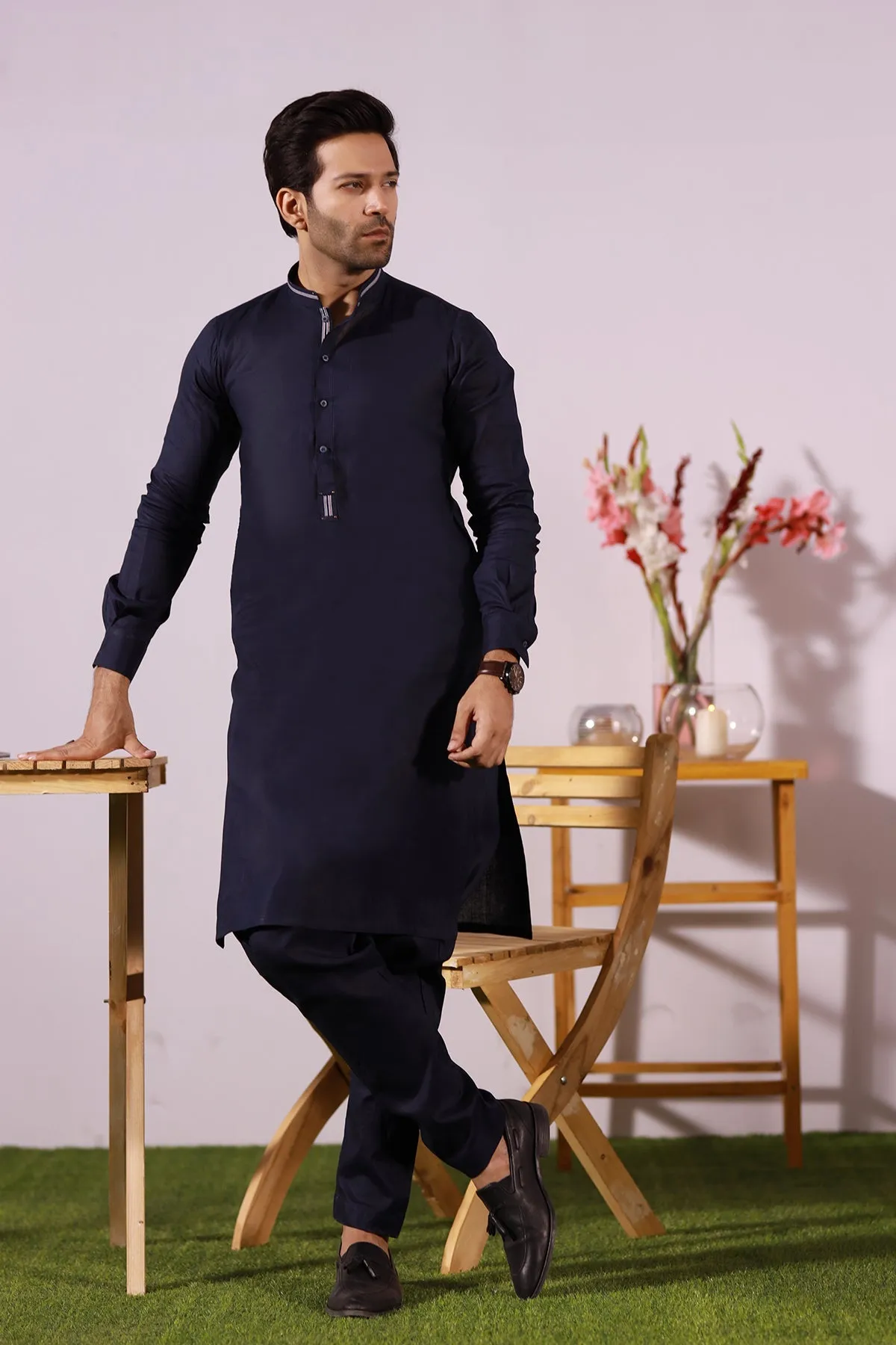 Navy Blue Cotton Kurta Pajama - P22 - MKP008R