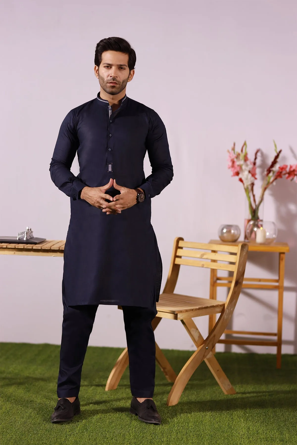 Navy Blue Cotton Kurta Pajama - P22 - MKP008R