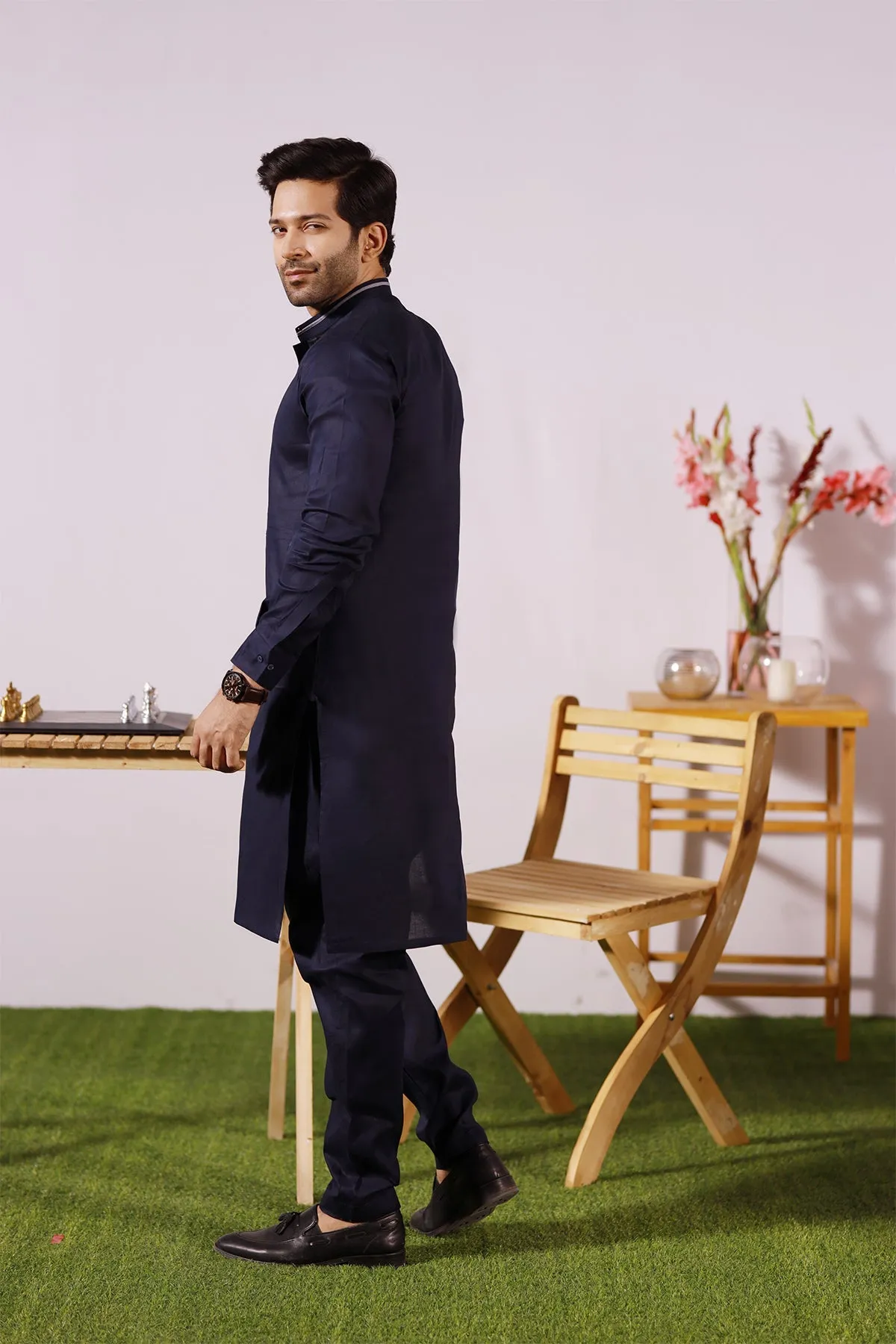 Navy Blue Cotton Kurta Pajama - P22 - MKP008R