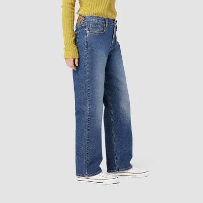 New - DENIZEN from Levi's Women's Mid-Rise 90's Loose Straight Jeans - Meta Blue 10