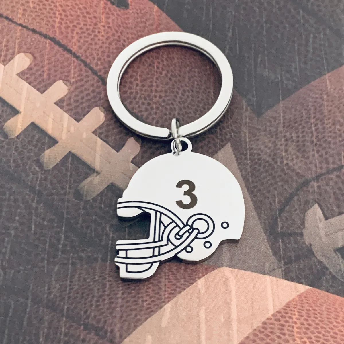 Personalized Engraved Football Helmet Keychain